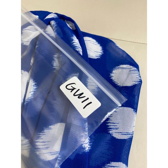 Chicos Blue White Sheer Polka Dot Button Up Blouse Size 6 Lightweight Boho Flowy - Picture 8 of 13